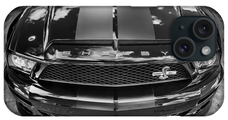 2008 Mustang iPhone Case featuring the photograph 2008 Ford Shelby Mustang GT500 KR Painted BW #3 by Rich Franco