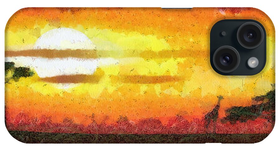 Abstract iPhone Case featuring the digital art Africa sunset #3 by Michal Boubin