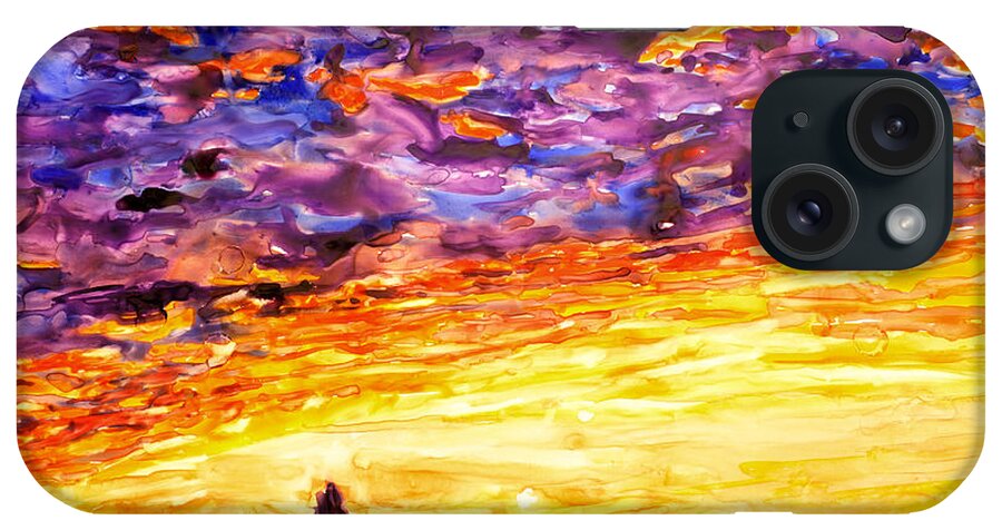 Yupo iPhone Case featuring the painting Angkor Sunrise #3 by Ryan Fox