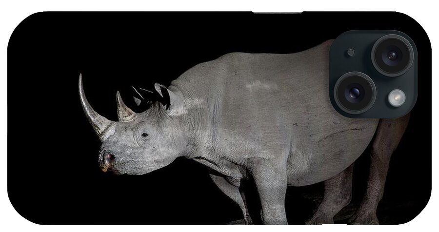 Africa iPhone Case featuring the photograph Black Rhinoceros At Night #3 by Tony Camacho/science Photo Library