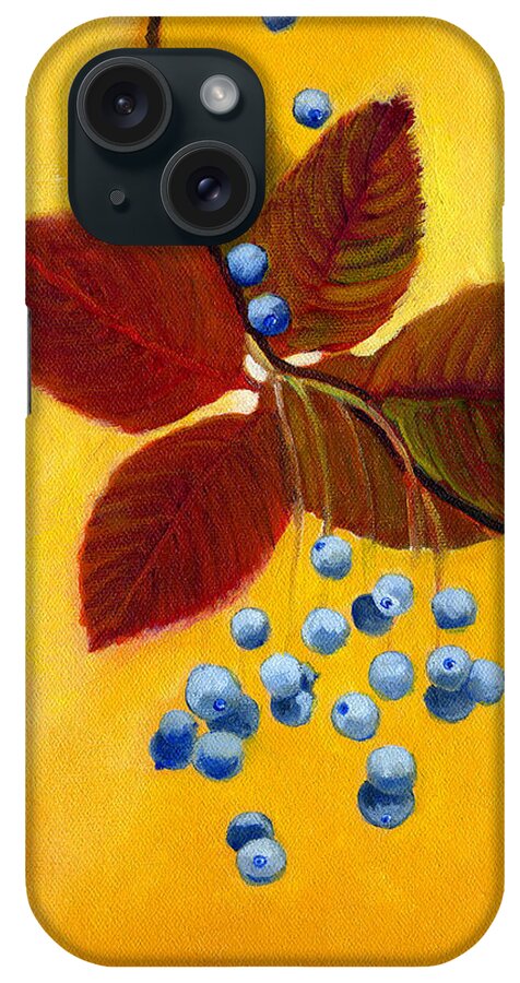 Autumn Still Life iPhone Case featuring the painting Blue on Yellow by Katherine Miller