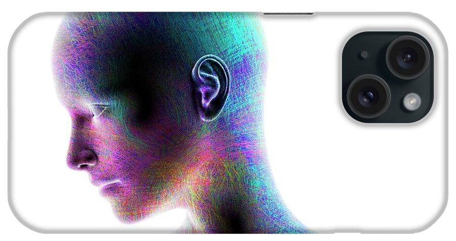 Artwork iPhone Case featuring the photograph Female Head Showing A Network Of Lines by Alfred Pasieka/science Photo Library