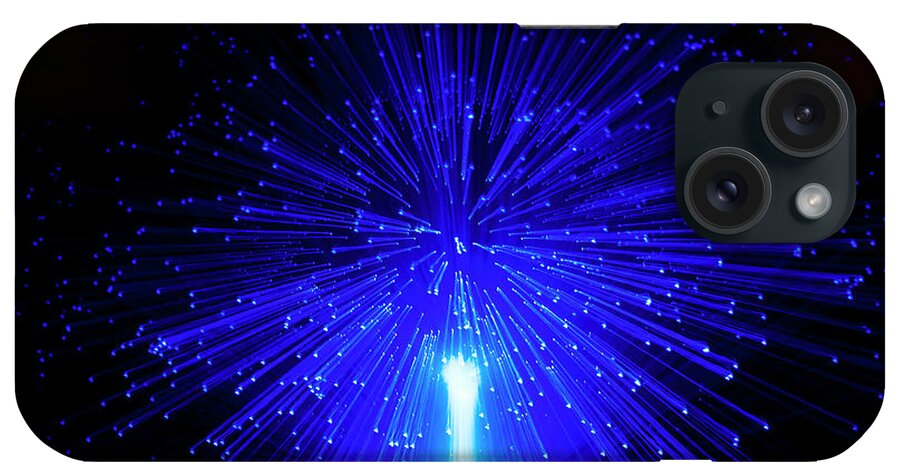 Black Background iPhone Case featuring the photograph Fiber Optics On Black Background #3 by Level1studio