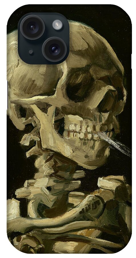 Vincent Van Gogh iPhone Case featuring the painting Head of a skeleton with a burning cigarette #10 by Vincent van Gogh