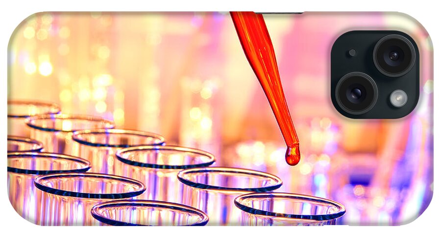 Test iPhone Case featuring the photograph Laboratory Experiment in Science Research Lab by Science Research Lab By Olivier Le Queinec