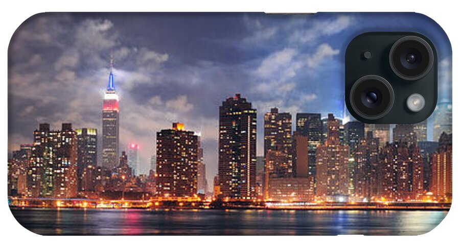 New York iPhone Case featuring the photograph New York City Manhattan midtown at dusk #3 by Songquan Deng