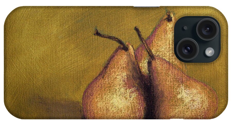 Three iPhone Case featuring the pastel 3 Pear Study by Marna Edwards Flavell