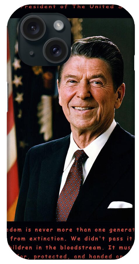 Official White House Photograph iPhone Case featuring the digital art President Ronald Reagan #3 by Official White House Photograph