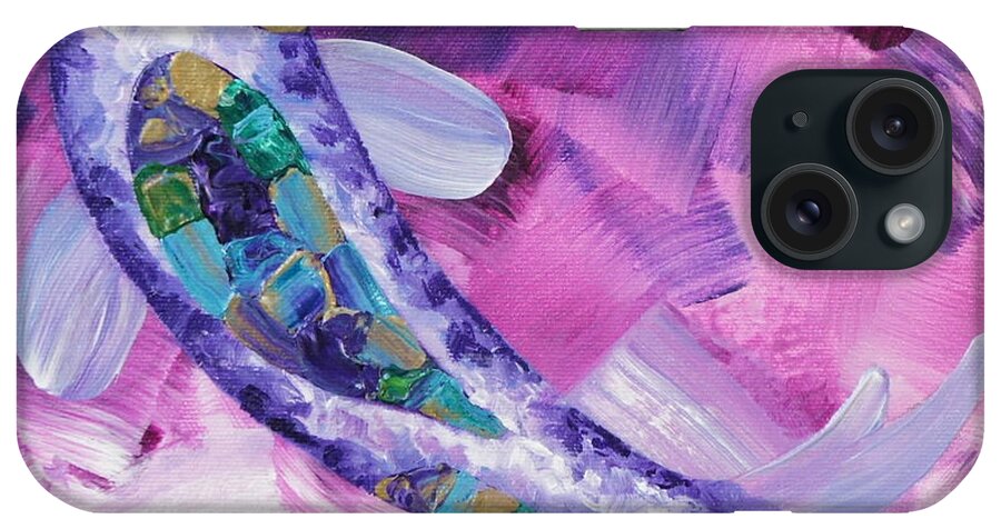  iPhone Case featuring the painting Purple Koi by Shiela Gosselin