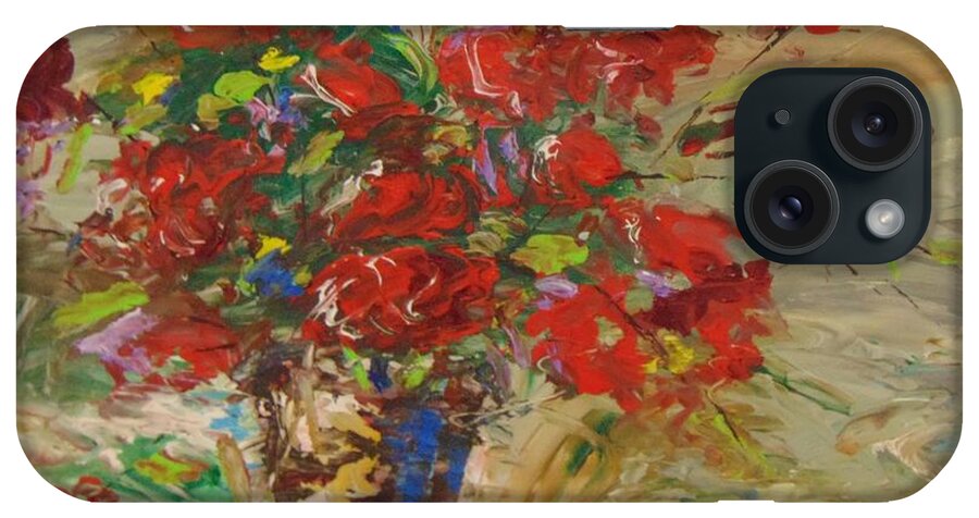 Abstract iPhone Case featuring the painting Red Roses by Frederic Payet