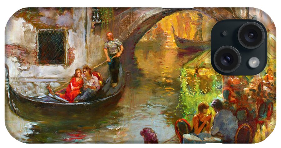 Romance iPhone Case featuring the painting Romance in Venice #3 by Ylli Haruni