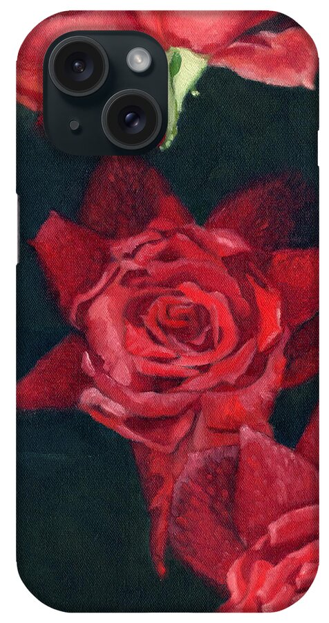Crimson iPhone Case featuring the painting 3 Roses Red by Katherine Miller