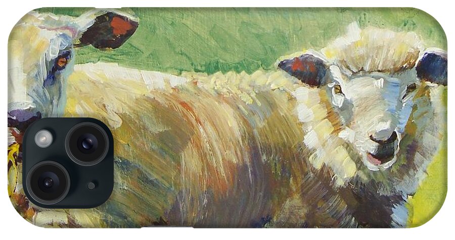 Sheep iPhone Case featuring the painting Sheep Painting #2 by Mike Jory