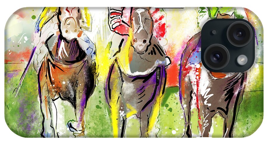 Horse Racing iPhone Case featuring the painting 3 to Race by John Gholson