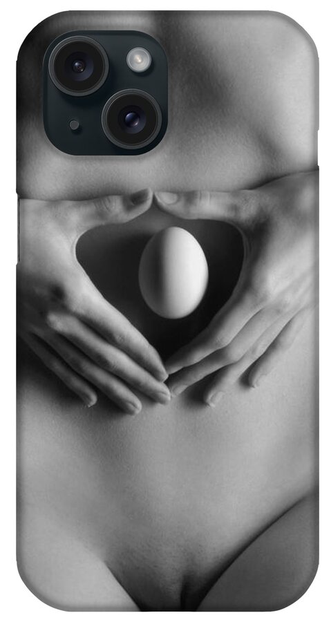 Nude iPhone Case featuring the photograph 3702 Perfect Egg on Nude Female Torso by Chris Maher