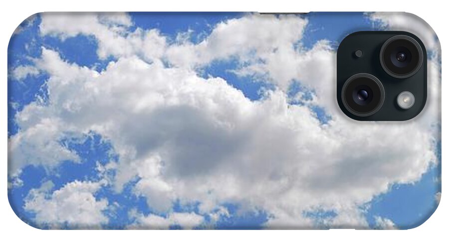 Panoramic iPhone Case featuring the digital art Blue Sky With Cumulus Clouds, Artwork #4 by Leonello Calvetti