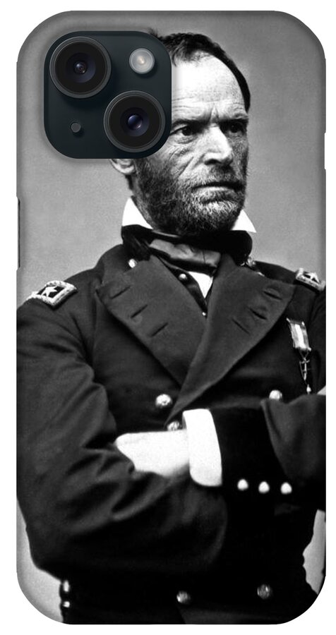 General Sherman iPhone Case featuring the photograph General William Tecumseh Sherman #4 by War Is Hell Store