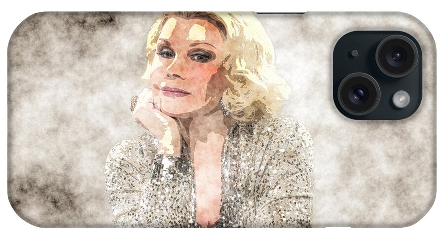 Joan Rivers Portrait iPhone Case featuring the painting Joan Rivers Portrait #1 by MotionAge Designs