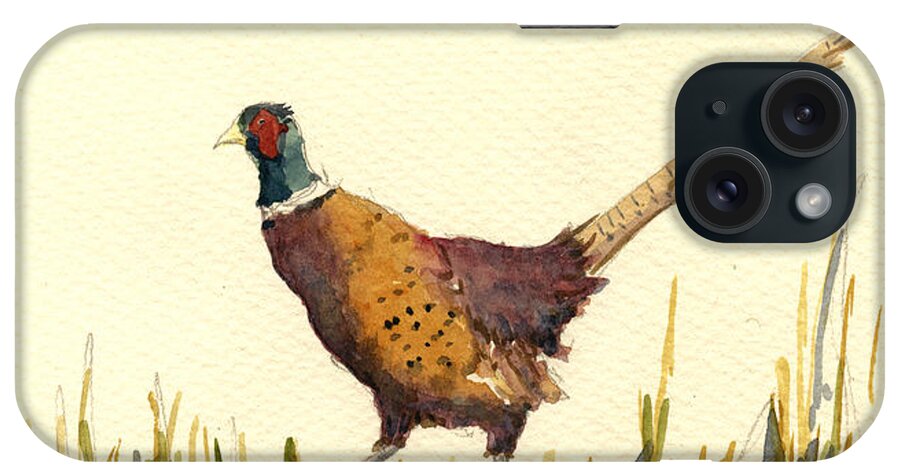 Pheasant iPhone Case featuring the painting Pheasant #4 by Juan Bosco