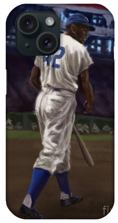 Jackie Robinson iPhone Case featuring the painting 42 by Jeremy Nash