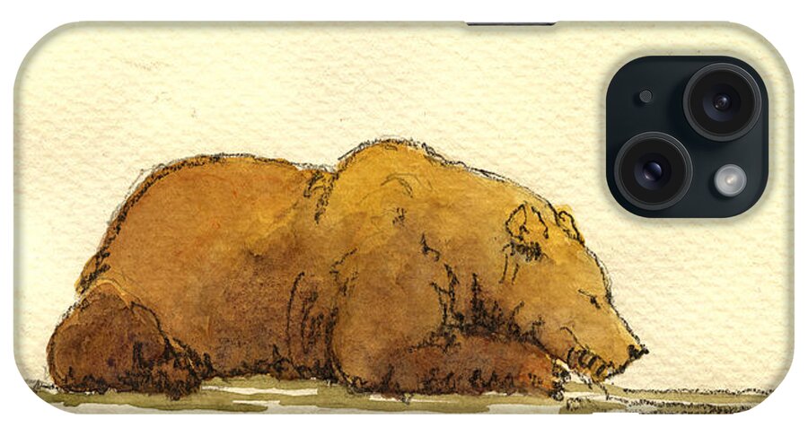 Grizzly iPhone Case featuring the painting Grizzly bear #5 by Juan Bosco