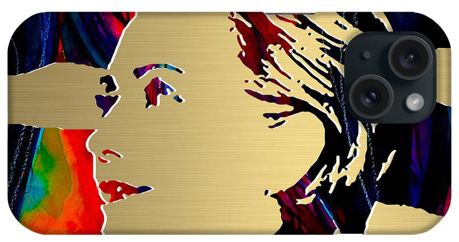 Hillary Clinton Paintings Mixed Media iPhone Case featuring the mixed media Hillary Clinton Gold Series #1 by Marvin Blaine