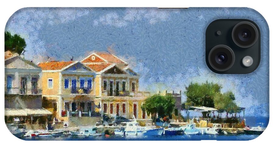 Symi iPhone Case featuring the painting Symi island #10 by George Atsametakis