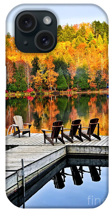 Lake iPhone Case featuring the photograph Wooden dock on autumn lake by Elena Elisseeva