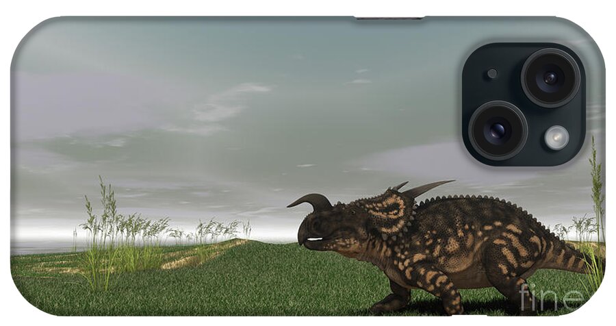 Animal iPhone Case featuring the digital art Brown Einiosaurus Walking #6 by Kostyantyn Ivanyshen