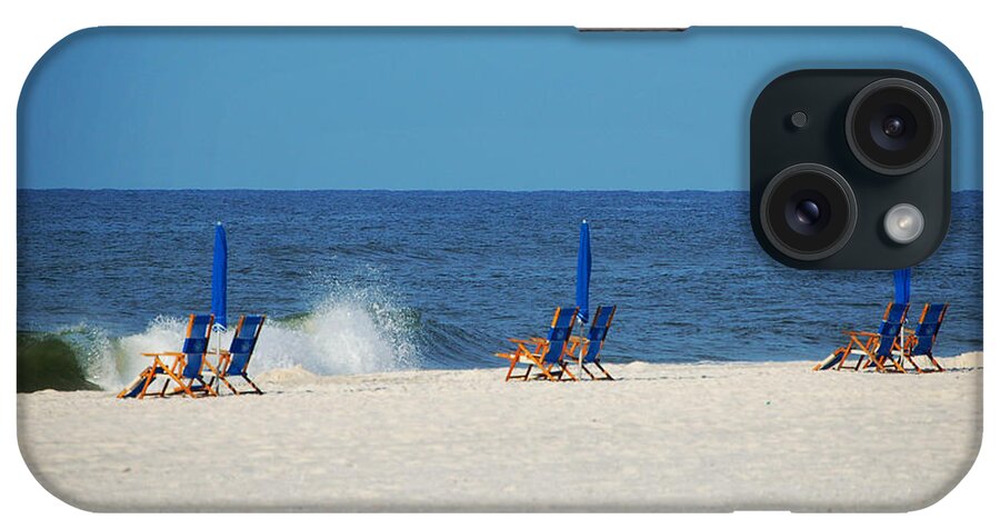 Alabama iPhone Case featuring the digital art 6 Chairs and Umbrella by Michael Thomas