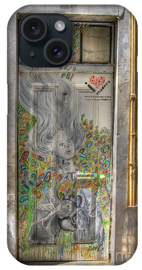 Art iPhone Case featuring the photograph Funchal Door Art 11 by David Birchall
