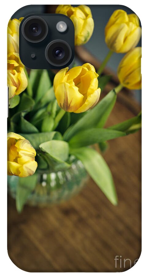 Tulip iPhone Case featuring the photograph Still Life with Yellow Tulips #6 by Nailia Schwarz