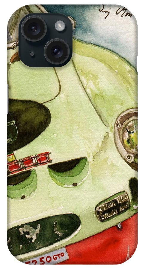 1962 iPhone Case featuring the painting 62 Ferrari 250 GTO signed by Sir Stirling Moss by Anna Ruzsan