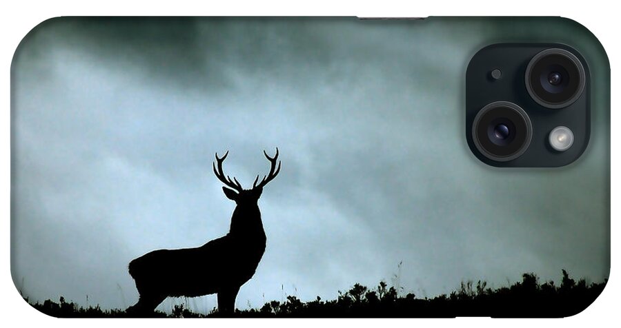 Stag Silhouette iPhone Case featuring the photograph Stag silhouette #7 by Gavin Macrae