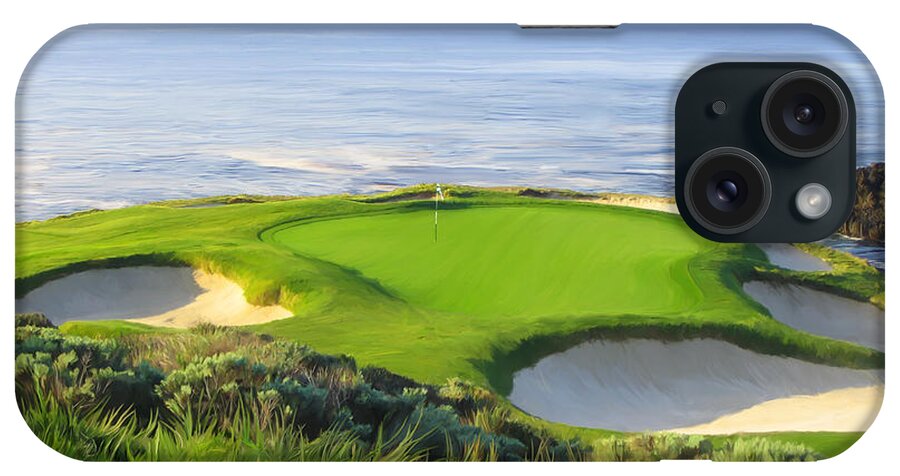 7th Hole iPhone Case featuring the painting 7th Hole At Pebble Beach by Tim Gilliland