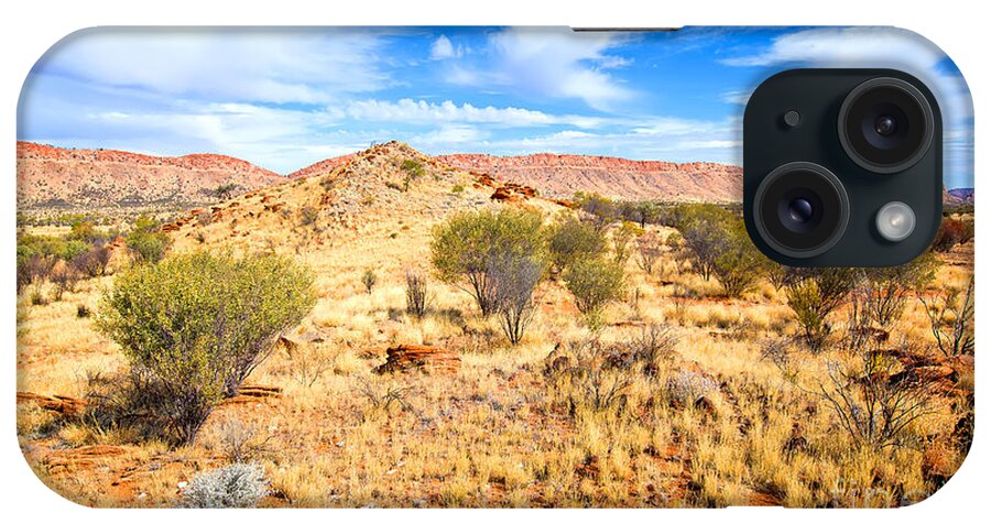 Central Australia Landscape Outback Water Hole West Mcdonnell Ranges Northern Territory Australian Landscapes Ghost Gum Trees Larapinta Drive iPhone Case featuring the photograph West McDonnell Ranges Larapinta Drive by Bill Robinson