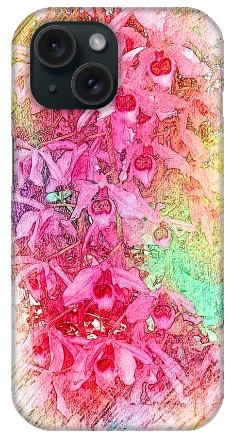 Interior iPhone Case featuring the painting Pink Pretty Orchids by Xueyin Chen