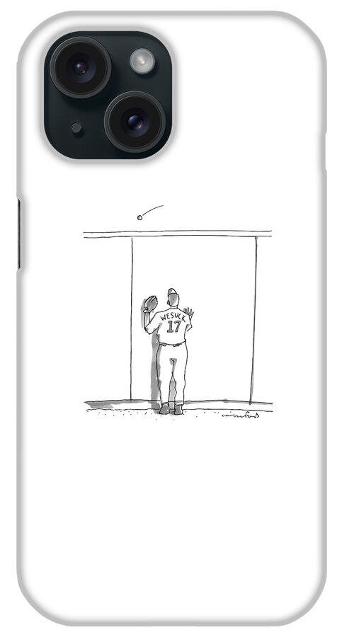 A Baseball Player Watches A Ball Fly Over A Wall iPhone Case