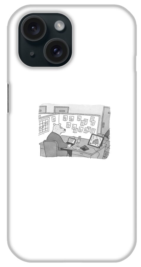 A Bear Dressed As An Office Worker Sits iPhone Case