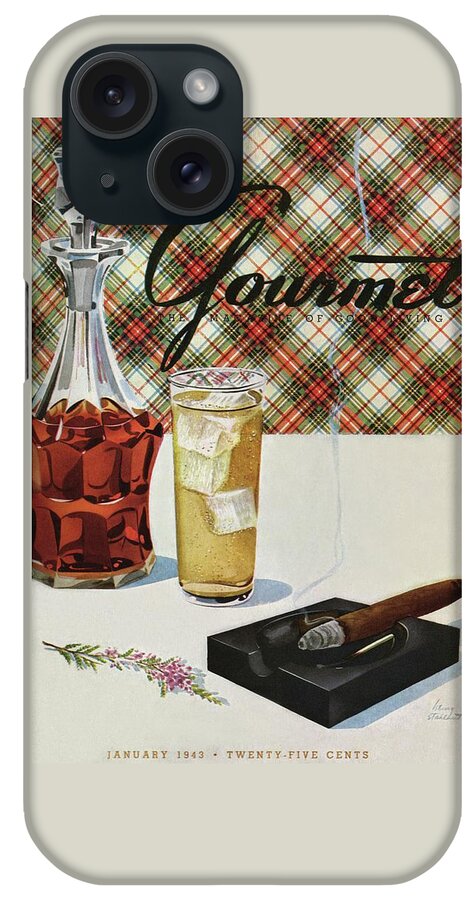 A Cigar In An Ashtray Beside A Drink And Decanter iPhone Case