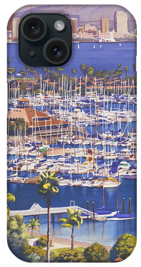 San Diego iPhone Case featuring the painting A Clear Day in San Diego by Mary Helmreich