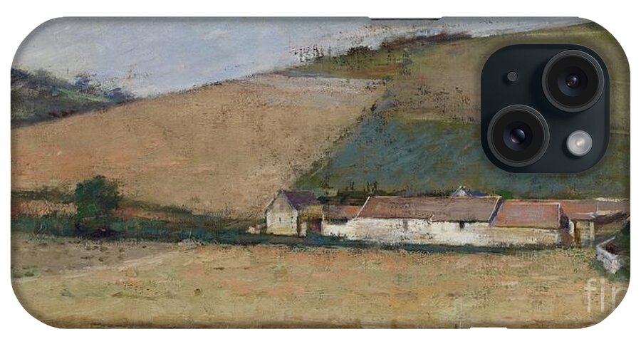 Landscape iPhone Case featuring the painting A Farm Among Hills by Theodore Robinson
