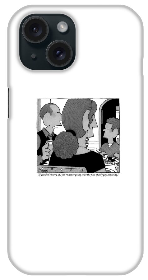 A Father Speaks To His Young Son At The Dinner iPhone Case