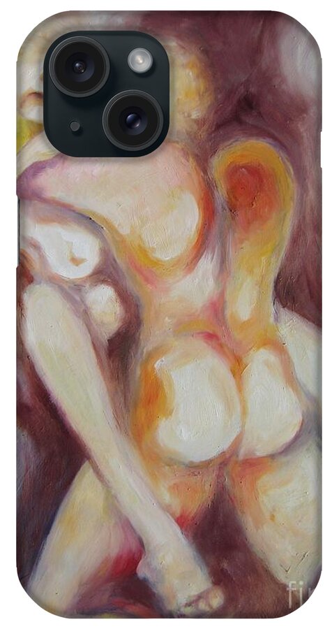 Couple iPhone Case featuring the painting A Few Shades of Golden by Marat Essex