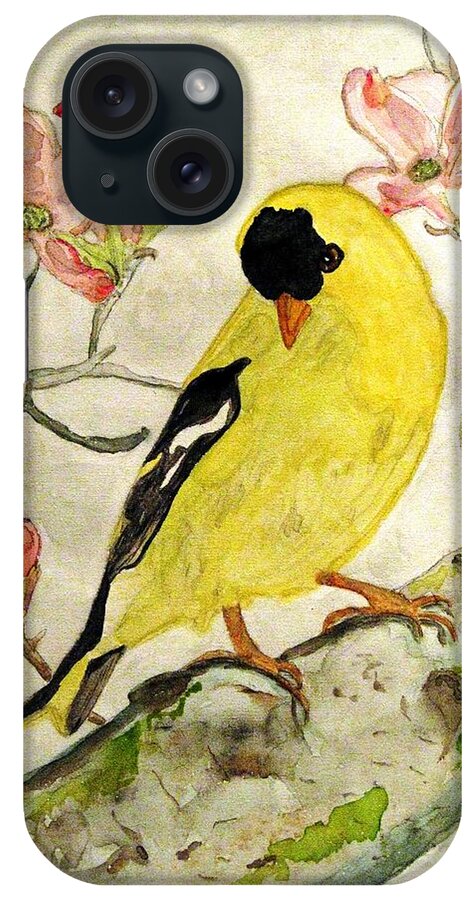 North American Goldfinch iPhone Case featuring the painting A Goldfinch Spring by Angela Davies