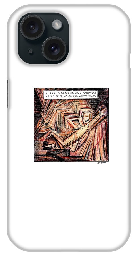 A Husband Trips Down Some Stairs In A Parody iPhone Case