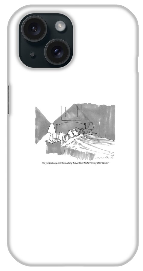 A Man And Woman Are Talking In Bed iPhone Case