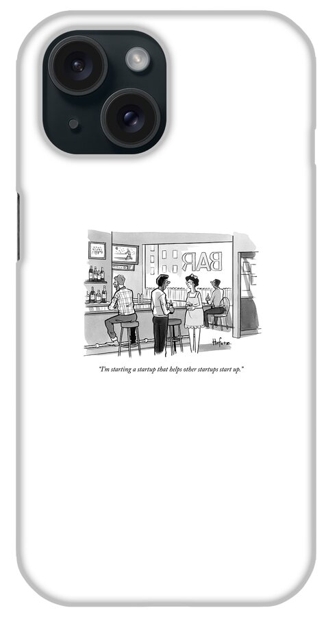 A Man In A Bar Talks To A Woman iPhone Case