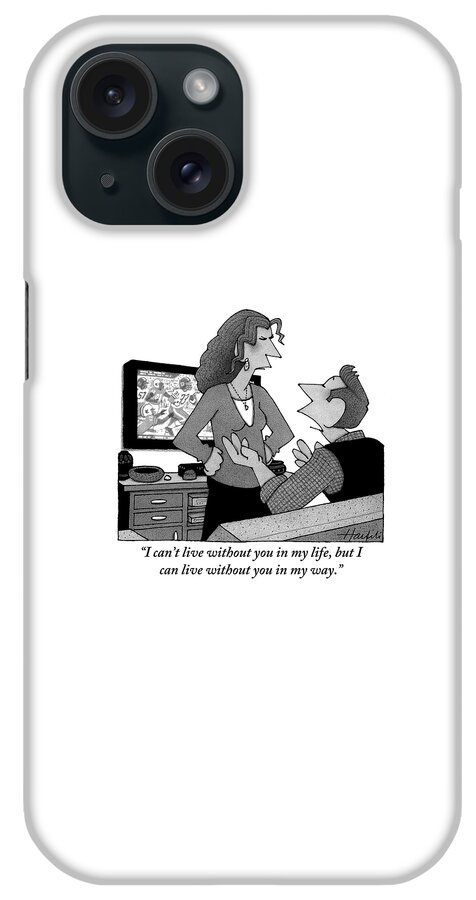 A Man Is Watching Football And A Woman iPhone Case