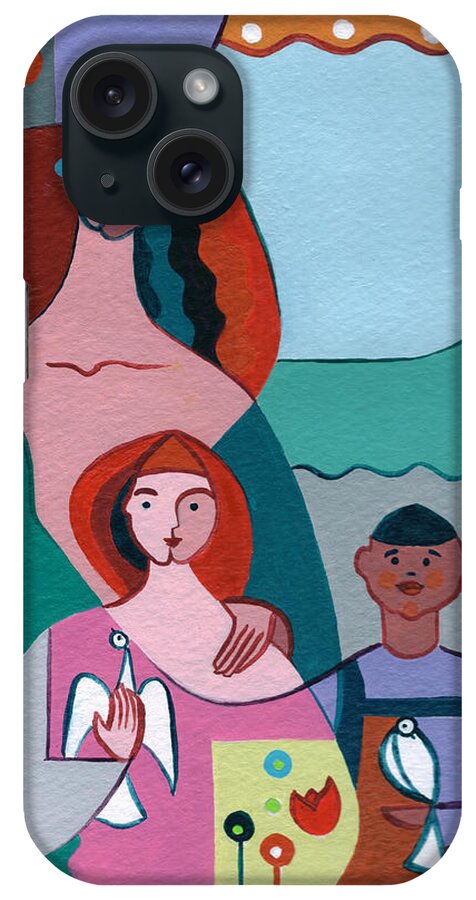 Peace iPhone Case featuring the painting A Peaceful World for our Children by Elisabeta Hermann